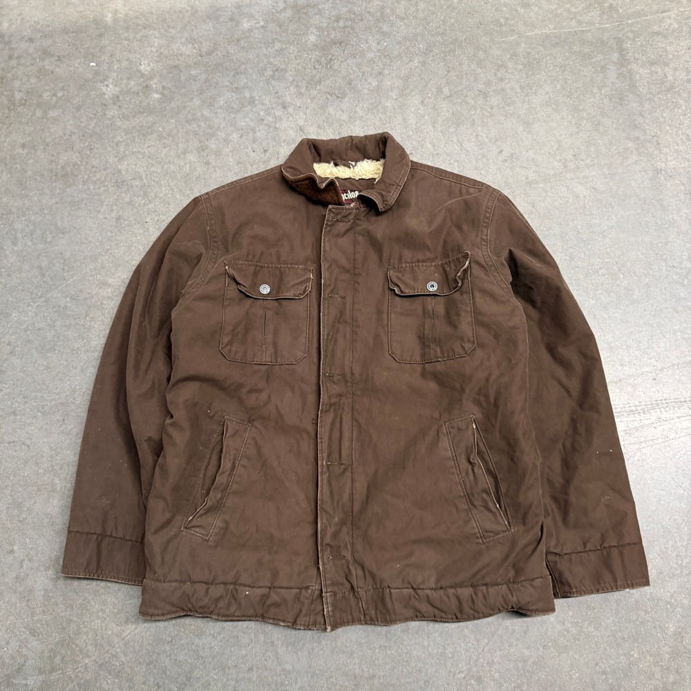 Anchor Blue Mens XL Brown Canvas Sherpa Lined Workwear Jacket Corduroy Collar